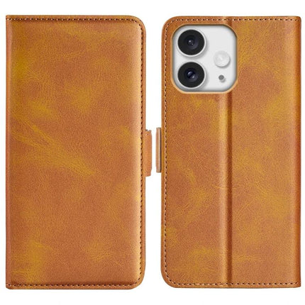 PU Leather Wallet Case for iPhone With Card Slot in tan brown showing front and back with camera cutout and card slot wallet design