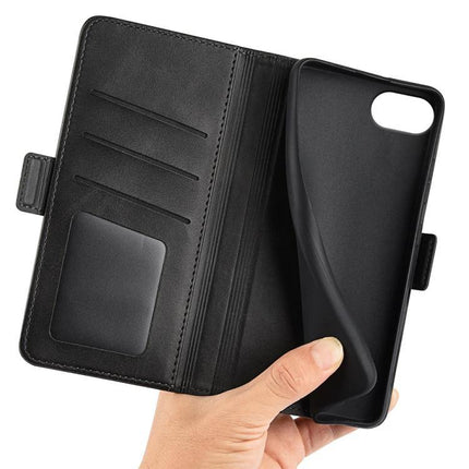 Leather Flip Case for Daily Phone Protection and Card Storage shown open with card slots and flexible TPU phone shell in hand