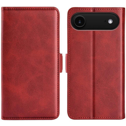 PU Leather Wallet Case for iPhone With Card Slot in red, slim PU exterior, stitched edges and rear camera cutout