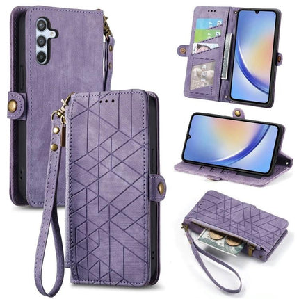 Slim Phone Wallet Case With Card Slot purple wrist strap wallet case with card slots, cash pocket, stand function and TPU corner protection