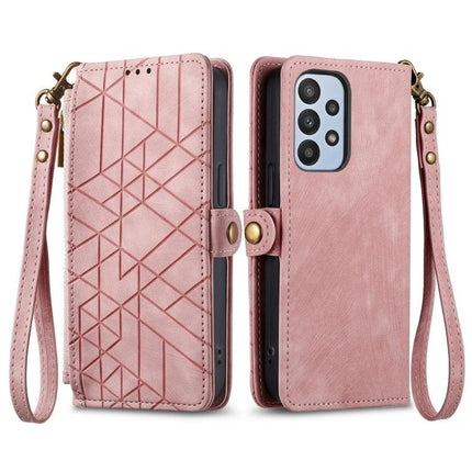 Wallet Phone Case With Card Slots For Daily Essentials And Protection On The Go Anywhere pink geometric wallet phone case with wrist strap and card slots