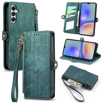 Samsung Wallet Style Phone Case For Daily Essentials teal wallet-style case with card slots, cash pocket, wrist strap and stand function