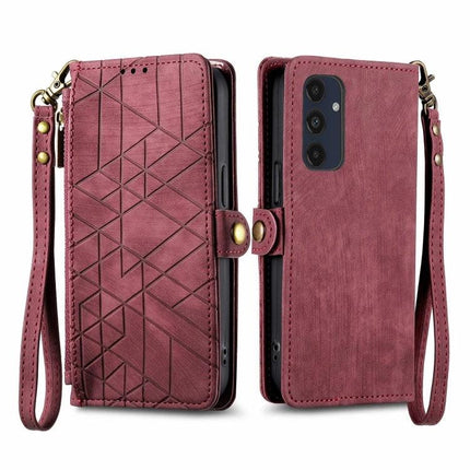 Wallet-Style Phone Case With Card Slots For Everyday Essentials - burgundy PU wallet phone case with card slots and wrist strap