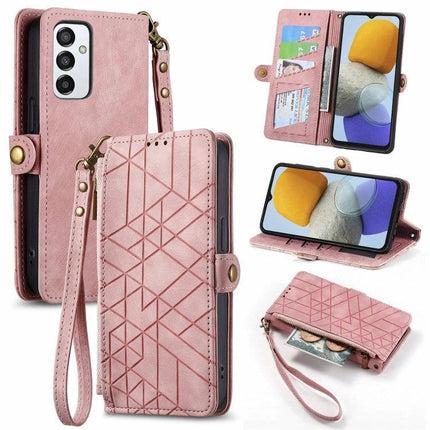Practical Zipper Wallet Phone Case With Card Slots in pink leather wristlet showing card slots, zipper coin pocket and phone stand