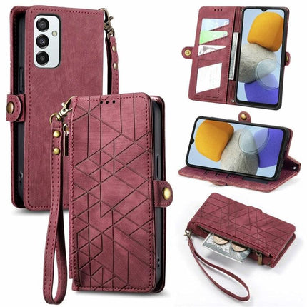 Practical Zipper Wallet Phone Case With Card Slots in burgundy leather wristlet with multiple card slots, zipper pocket and stand function
