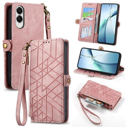 Essential Wallet Case For Samsung Phones With Card Slots pink PU wallet case with card slots, wrist strap, stand function and protective TPU interior