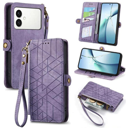 Essential Wallet Case For Samsung Phones With Card Slots in purple PU leather, wrist strap, card slots, zip coin pocket and kickstand