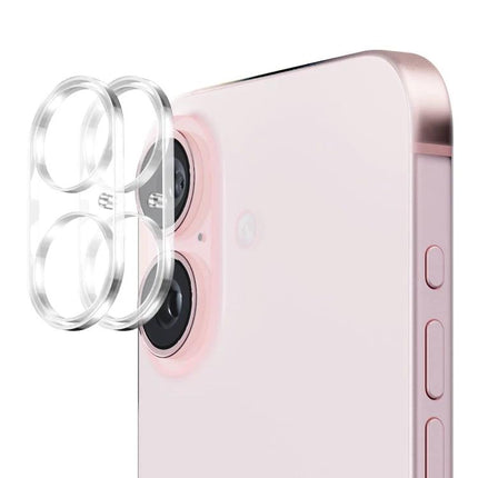 ENKAY iPhone Camera Tempered Glass Lens Protector For Everyday Scratch Protection - clear camera lens shields on pink iPhone, bubble-free static adhesive