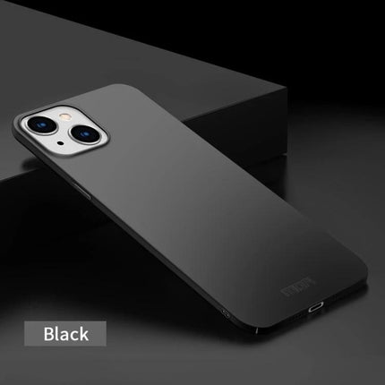 MOFI Slim Frosted Phone Case For Daily Protection in black on iPhone 15, ultra-slim frosted non-slip surface for everyday commuting and pocket carry