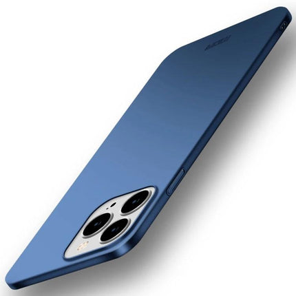 MOFI Slim Frosted iPhone Case for Everyday Protection in slim blue matte finish showing rear camera cutout and lightweight profile