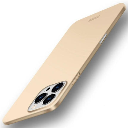 MOFI Phone Case for Everyday iPhone Protection slim gold case showing camera cutout and easy access buttons for daily travel and pockets