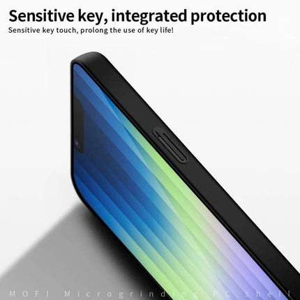 Slim Case for Everyday Phone Protection showing slim black MOFI case with precise button cutouts and screen edge coverage
