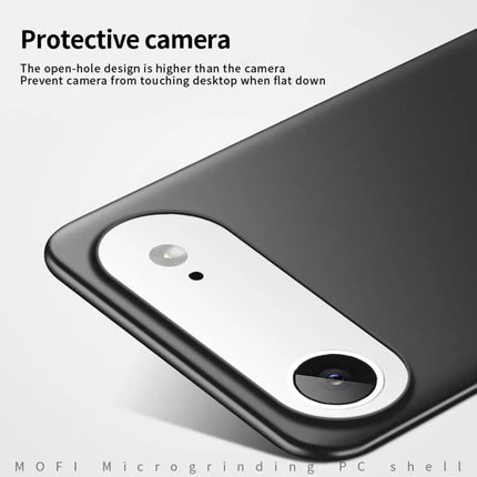 MOFI Phone Case for Everyday iPhone Protection slim black case with raised protective camera lip showing open-hole camera cutout