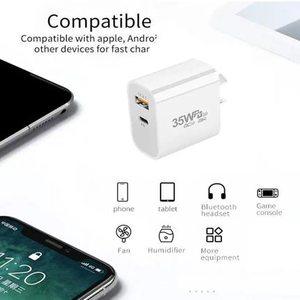 30W PD USB-C And QC3.0 Dual Port Wall Charger AU Plug