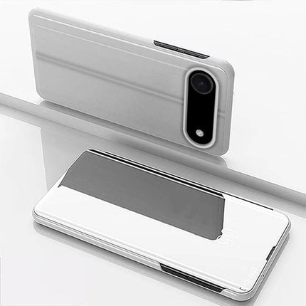 Leather Phone Case With Built In Stand For Hands Free Viewing In Daily Life For Everyday Tasks shown in white genuine leather with flip stand for horizontal video