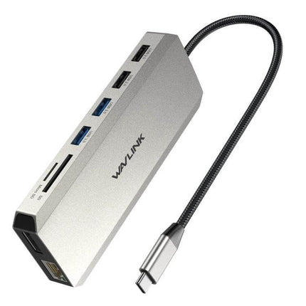 Wavlink USB-C Docking Station for Triple Monitor Setup slim 12-in-1 hub with braided cable, multiple USB ports, SD card reader and Ethernet
