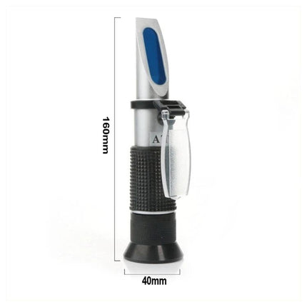 Refractometer for Antifreeze and Glass Water Freezing Points handheld refractometer showing dimensions 160mm x 40mm for antifreeze and battery fluid testing