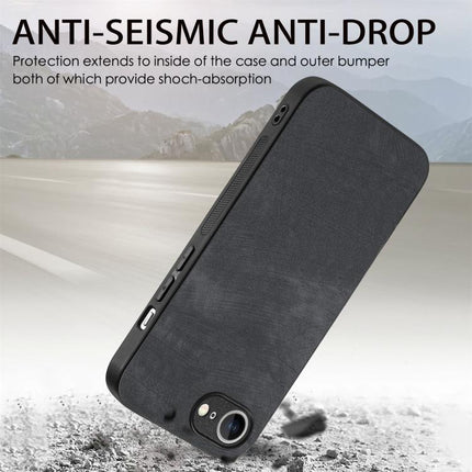 Vintage Leather Case for iPhone Everyday Protection showing black leather case with anti-drop design and TPU/PC frame