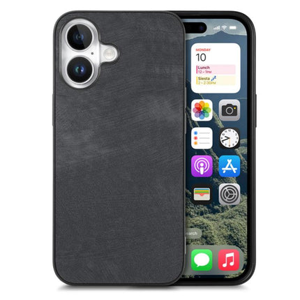 Vintage Leather Case for iPhone Everyday Protection — slim black leather and TPU case showing back texture and front display