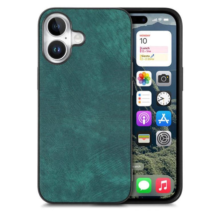 Vintage Leather Case for iPhone Everyday Protection in teal leather with slim TPU core and rigid frame showcasing camera cutout