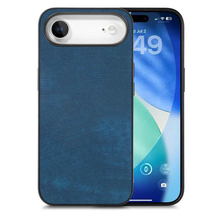 Vintage Leather Phone Case For Everyday iPhone Protection in dark blue leather showing back and front with camera cutout and slim profile