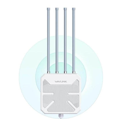 WAVLINK Waterproof Outdoor WiFi Router for Everyday Connectivity - white outdoor dual-band router with four antennas, weatherproof design, long-range coverage