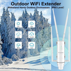 WAVLINK AC1200 Outdoor WiFi Extender with 4x7dBi Antennas - Weatherproof Wireless Router