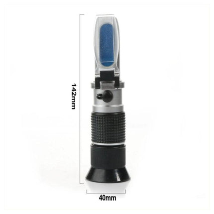 Portable Handheld Brix Refractometer for Sugar Measurement in Honey - handheld refractometer with 0–90% Brix scale, knurled grip, 142mm x 40mm