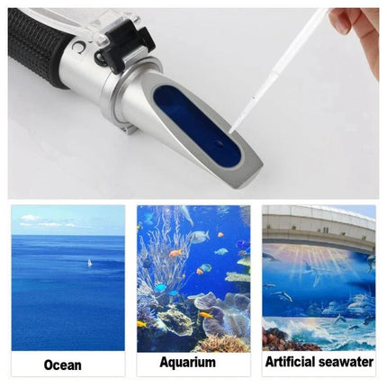 Salinity Refractometer for Aquarium and Seawater Measurement handheld refractometer measuring aquarium, ocean and artificial seawater salinity