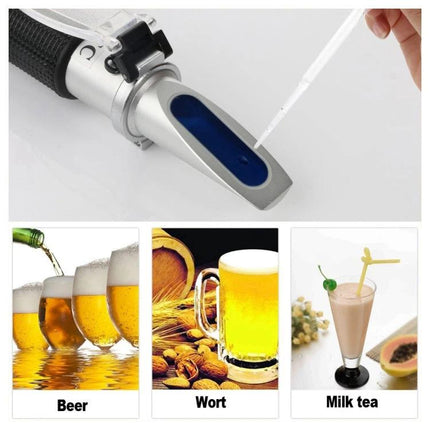 Handheld Refractometer for Beer Wort Sugar and Gravity Measurement measuring wort on prism for home brewing