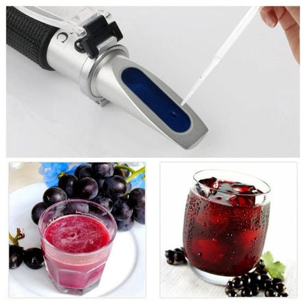 Handheld Refractometer for Measuring Grape Juice Sugar in Wine Making - handheld device testing grape juice Brix to estimate alcohol