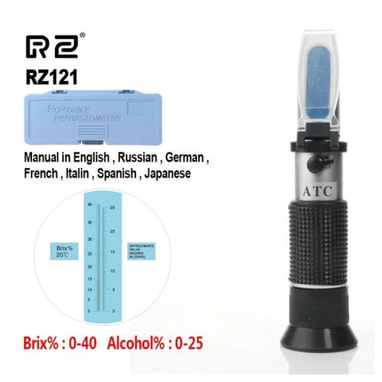 Handheld Refractometer for Measuring Grape Juice Sugar in Wine Making - portable Brix refractometer with case and ATC for winemaking