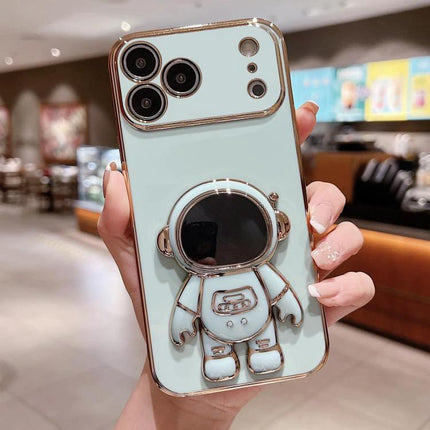 Phone Case With Integrated Stand For Hands Free Viewing featuring mint astronaut figure stand on slim protective case