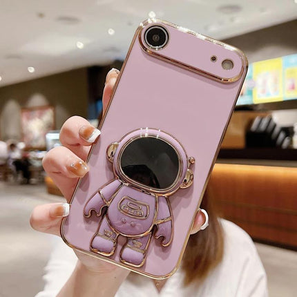 Phone Case With Astronaut Stand For Hands Free Viewing — pink protective case with 3D fold-out astronaut stand for hands-free video and video calls