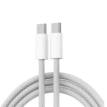 Essential USB-C Charging Cable for Everyday Device Use – braided silver USB-C to USB-C cable for reliable charging and fast data transfer