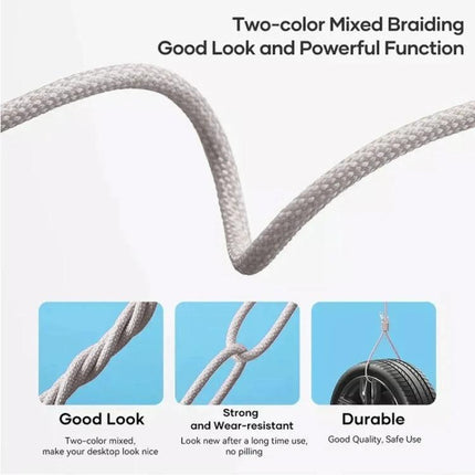 Essential USB-C Charging Cable for Everyday Device Use braided durable cable showing two-color mixed braiding, strong wear-resistant, good look