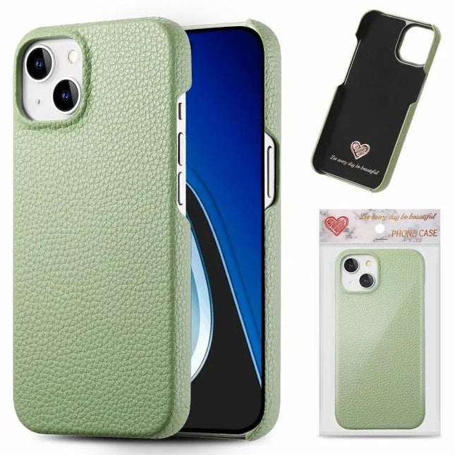 Litchi Grain PU Leather Edge Phone Case for iPhone 15
