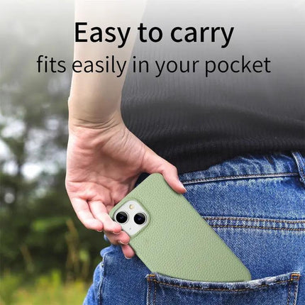 Litchi Grain PU Leather Edge Phone Case for iPhone 15