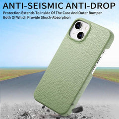 Litchi Leather Edge Protection Case for iPhone 15