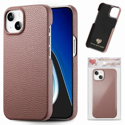 Litchi Grain PU Leather Edge Phone Case for iPhone 15