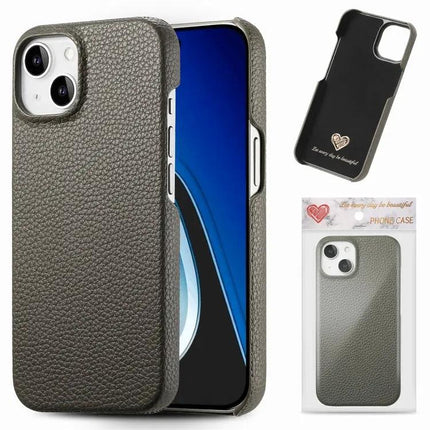 Litchi Grain PU Leather Edge Phone Case for iPhone 15