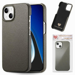 Litchi Leather Edge Protection Case for iPhone 15