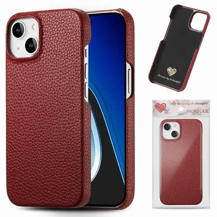 Litchi Grain PU Leather Edge Phone Case for iPhone 15