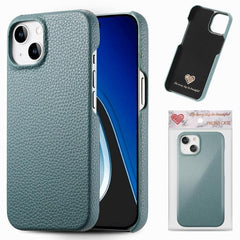 Litchi Leather Edge Protection Case for iPhone 15