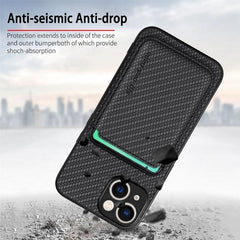 MagSafe-Compatible Carbon Fiber Leather Wallet Phone Case