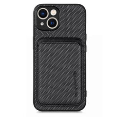 MagSafe-Compatible Carbon Fiber Leather Wallet Phone Case