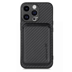 MagSafe-Compatible Carbon Fiber Leather Wallet Phone Case