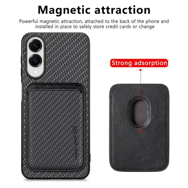 Leather Phone Case With Card Slot in black PU leather with magnetic card pocket, slim protective wallet for daily commuting and travel