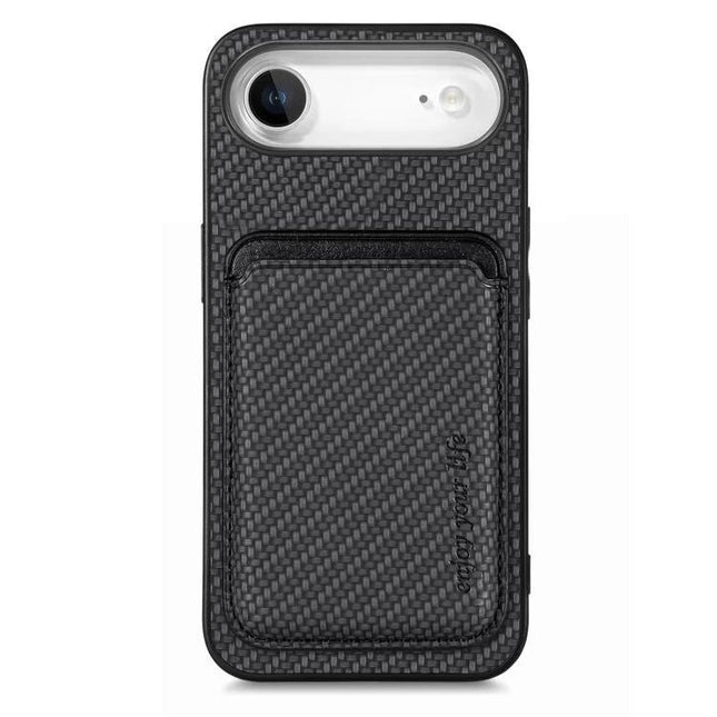 Phone Case With Card Storage For Everyday Use - black textured PU protective case with built-in card slot and four-corner shock absorption