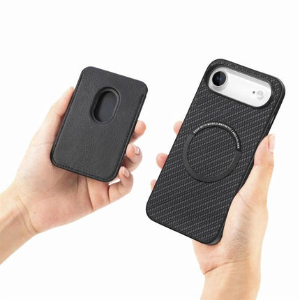 Phone Case With Card Storage For Everyday Use showing black PU four-corner protective case with card slot and textured grip
